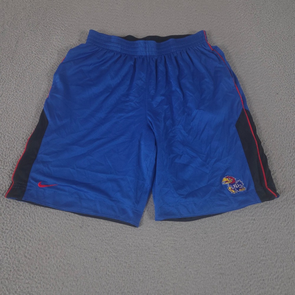 Nike Shorts Mens L Kansas Jayhawks Basketball NCAA Reversible Mesh Baggy College